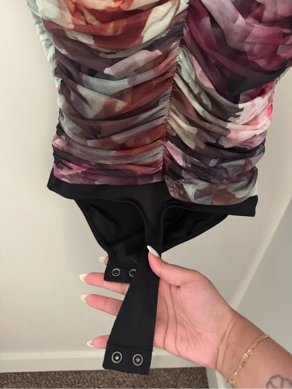 NWT - Express Floral Sheer Ruched Bodysuit